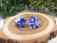 Cercei Trei Floricele | mov, albastru, turcoaz - Tinna Handmade
