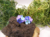 Cercei Trei Floricele | mov, albastru, turcoaz - Tinna Handmade