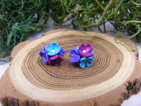 Cercei Trei Floricele | violet, turcoaz, mov - Tinna Handmade