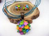 Set "Multicolor" | colier, cercei, broșă și inel - Tinna Handmade