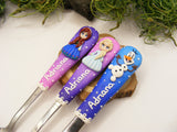 Set 3 tacâmuri personalizate Frozen | Regatul de gheață | roz - mov