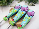 Set 3 tacâmuri personalizate Fluturași | variantă pe turcoaz