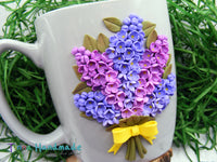 Cană personalizată 3D "Buchet Liliac" | mov, lila - Tinna Handmade