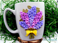 Cană personalizată 3D "Buchet Liliac" | mov, lila - Tinna Handmade