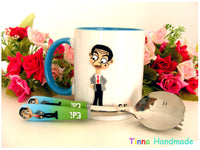 Set bol/cană/tacâmuri personalizate "Mr.Bean" - Tinna Handmade