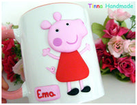 Set bol/cană/tacâmuri personalizate Peppa Pig - Tinna Handmade