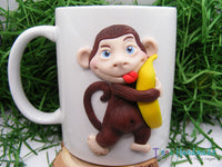 Cană 3D  "Maimuță cu banană" - Tinna Handmade