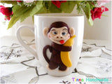 Cană 3D  "Maimuță cu banană" - Tinna Handmade