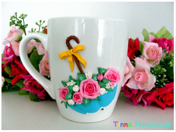 Cană personalizată 3D "Umbreluță cu flori" - Tinna Handmade