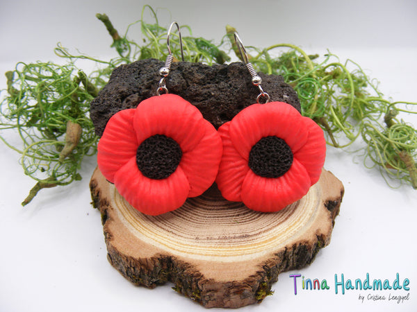 Cercei "Poppy Flower" - Tinna Handmade