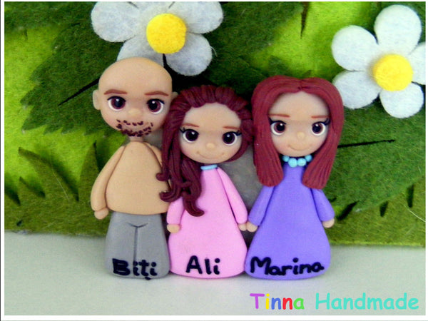 Magnet personalizat "Familie cu un copil" - Tinna Handmade