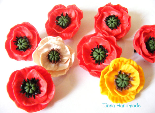 Mărțișor | Broșă Floare de Mac - Tinna Handmade