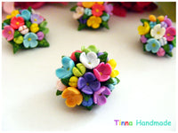 Mărțișor | Broșă Buchețel de flori multicolor - Tinna Handmade