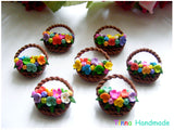 Mărțișor | Broșă Coșuleț Floricele multicolore - Tinna Handmade