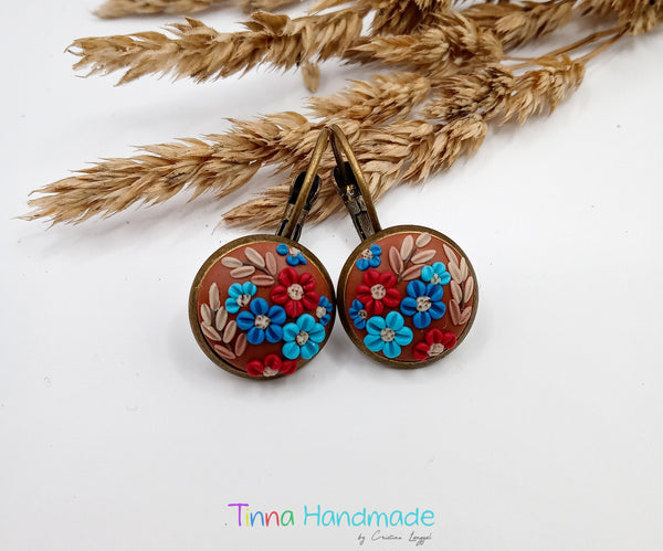 Cercei "Blue and red" - Tinna Handmade