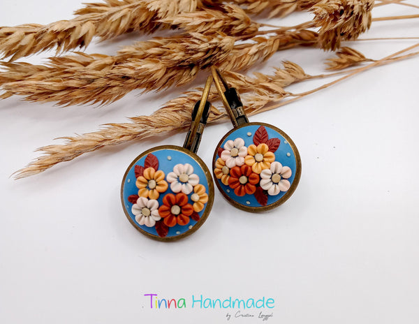 Cercei "Blue autumn flowers" - Tinna Handmade