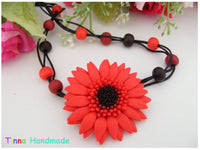 Set "Red Gerbera" | colier cu cercei - Tinna Handmade