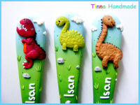 Set 3 tacâmuri personalizate "Dinozauri" - Tinna Handmade
