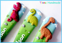 Set 3 tacâmuri personalizate "Dinozauri" - Tinna Handmade