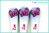 Set tacâmuri Fluturi roz | varianta pe mov - Tinna Handmade