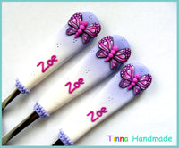 Set tacâmuri Fluturi roz | varianta pe mov - Tinna Handmade