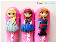 Set 3 tacâmuri personalizate "Frozen/Regatul de gheață" - roz - Tinna Handmade