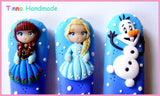 Set 3 tacâmuri personalizate Frozen/Regatul de gheață - albastru - Tinna Handmade