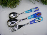 Set 3 tacâmuri personalizate Frozen/Regatul de gheață - albastru - Tinna Handmade