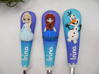 Set 3 tacâmuri personalizate Frozen/Regatul de gheață - albastru - Tinna Handmade