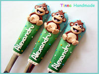 Set tacâmuri personalizate "Maimuțe" - Tinna Handmade