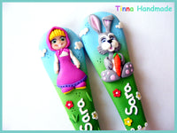 Set tacâmuri personalizate "Masha și Iepurașul" - Tinna Handmade