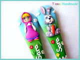 Set tacâmuri personalizate "Masha și Iepurașul" - Tinna Handmade