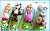 Set  4 tacâmuri personalizate "Masha și Ursul" - Tinna Handmade
