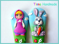 Set tacâmuri personalizate "Masha și Iepurașul" - Tinna Handmade