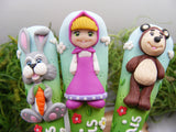 Set 3 tacâmuri personalizate "Masha și Ursul"