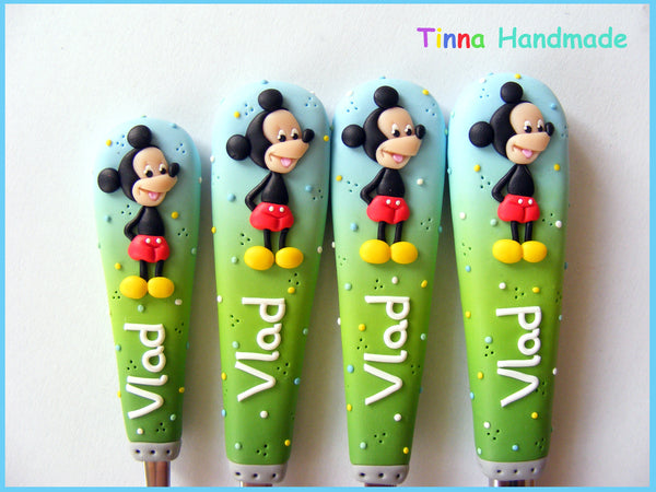 Set 4 tacâmuri personalizate Mickey Mouse - model I - Tinna Handmade
