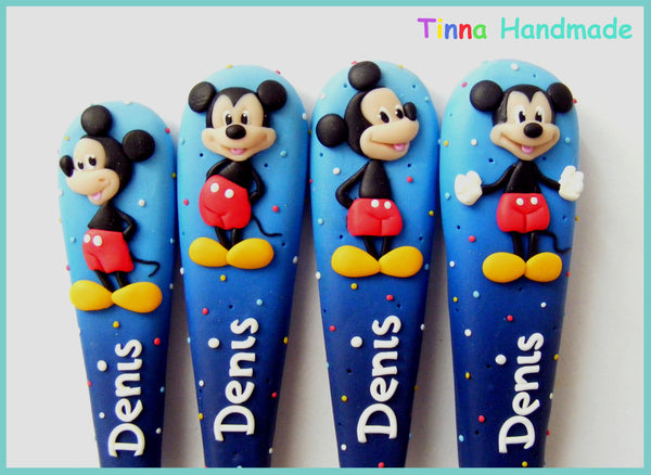 Set 4 tacâmuri personalizate Mickey - model II - Tinna Handmade