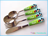 Set 4 tacâmuri personalizate Mickey Mouse - model I - Tinna Handmade