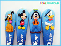 Set 4 tacâmuri personalizate Clubul lui Mickey Mouse - model II - Tinna Handmade