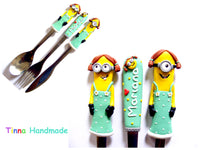Set 3 tacâmuri personalizate Minioni | variantă pentru fetițe - Tinna Handmade