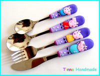 Set 4 tacâmuri personalizate "Peppa Pig Family" - Tinna Handmade