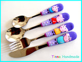 Set 4 tacâmuri personalizate "Peppa Pig Family" - Tinna Handmade