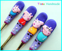 Set 4 tacâmuri personalizate "Peppa Pig Family" - Tinna Handmade