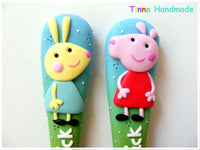 Set 2 tacâmuri personalizate Peppa Pig și Miss Rabbit - Tinna Handmade