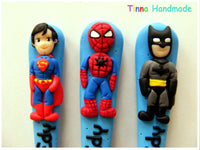 Set tacâmuri personalizate Supereroi - Superman, Spiderman și Batman - Tinna Handmade
