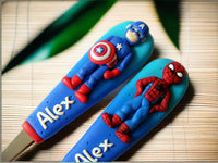 Set tacâmuri personalizate Supereroi - Captain Americari/Spiderman - Tinna Handmade