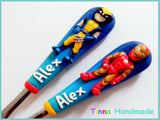 Set tacâmuri personalizate Supereroi - Wolverine/Ironman - Tinna Handmade