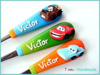 Set 3 tacâmuri personalizate "Mașini" - Tinna Handmade