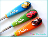 Set 3 tacâmuri personalizate "Mașini" - Tinna Handmade