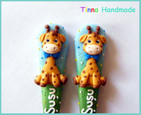 Set tacâmuri personalizate Girafe - Tinna Handmade